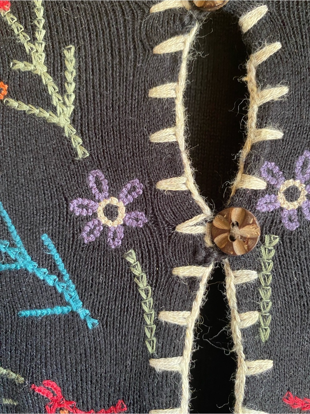 Gudrun Sjoden embroidered flowers and birds 100% Organic Cotton Cardigan Size M - Picture 6 of 11